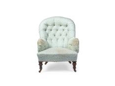A VICTORIAN BUTTON-BACK EASY ARMCHAIR, MID 19TH CENTURY