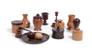 Y A COLLECTION OF TREEN TURNED BY THE HON. PATRICK LINDSAY, CIRCA 1980