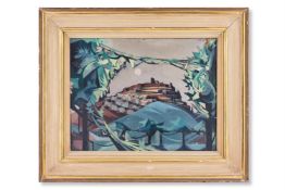 λ MICHAEL AYRTON (BRITISH 1921-1975) A HILL TOWN SEEN THROUGH VINES