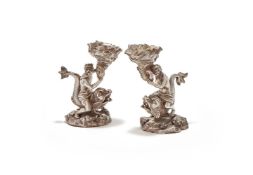 A PAIR OF ELECTRO-PLATED SALT CELLARS, AFTER THE ORIGINALS AT BURGHLEY HOUSE, 20TH CENTURY