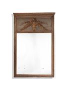 A GREEN PAINTED AND PARCEL GILT OVERMANTEL OF LOUIS XVI STYLE