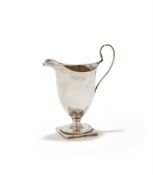 A GEORGE III SILVER PLAIN HELMET SHAPED CREAM JUG, ROBERT HENNELL I & DAVID HENNELL II