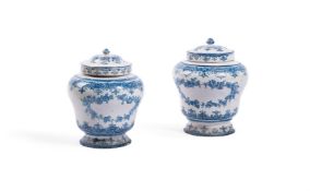 A FAIENCE BLUE AND WHITE VASE AND COVER, FRENCH OR NORTH ITALIAN
