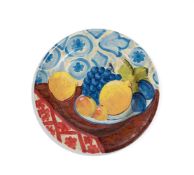 A POTTERY CHARGER PAINTED WITH FRUIT, MODERN