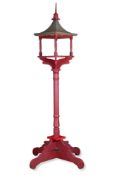 A RED PAINTED GARDEN BIRD HOUSE, LATE 20TH CENTURY