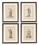 AFTER FRANCESCA AQUILA, A SET OF FOUR PRINTS OF CLASSICAL STATUES (4)