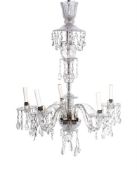 A CUT AND MOULDED GLASS FIVE LIGHT CHANDELIER, EARLY 20TH CENTURY