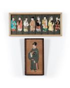 A CHINESE FRAMED SILK APPLIQUE DEPICTING THE EIGHT DAOIST IMMORTALS, AND ANOTHER SIMILAR