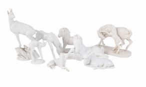 A SELECTION OF GERMAN WHITE PORCELAIN ANIMALS, SECOND HALF 20TH CENTURY