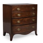 A GEORGE III MAHOGANY BOWFRONTED CADDY TOPPED CHEST OF DRAWERS, CIRCA 1800