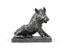 AFTER THE ANTIQUE, A CARVED MARBLE MODEL OF THE UFFIZI BOAR, LATE 19TH OR EARLY 20TH CENTURY