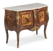 Y LOROMARD PARIS, A MARBLE TOPPED KINGWOOD AND MARQUETRY COMMODE, EARLY 19TH CENTURY AND LATER