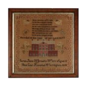 A VICTORIAN POETIC WOOLWORK SAMPLER, DATED 1854