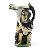 A STAFFORDSHIRE PEARLWARE 'BACCHUS AND PAN' JUG AFTER THE MODEL BY JEAN VOYEZ, CIRCA 1800