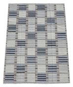 A CONTEMPORARY SWEDISH DESIGN IVORY, GREY, BLUE AND BLACK FLATWEAVE CARPET, MODERN