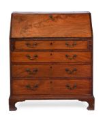Y A GEORGE III MAHOGANY AND SATINWOOD STRUNG WRITING BUREAU, CIRCA 1790