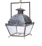A PATINATED COPPER LANTERN, FRENCH, FIRST HALF 20TH CENTURY