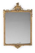 A CARVED WOOD AND GILT GESSO WALL MIRROR, FIRST QUARTER 19TH CENTURY