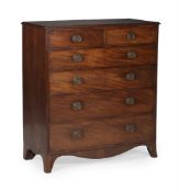 Y A GEORGE III MAHOGANY AND EBONY STRUNG TALL CHEST OF DRAWERS, CIRCA 1780