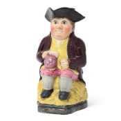 AN ENGLISH PEARLWARE PINK-LUSTRE TOBY JUG, CIRCA 1830