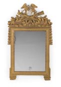 A LOUIS XVI CARVED WOOD AND GILT GESSO WALL MIRROR, CIRCA 1790