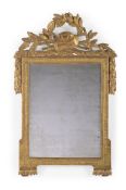 A LOUIS XVI CARVED WOOD AND GILT GESSO WALL MIRROR, FRENCH, CIRCA 1790
