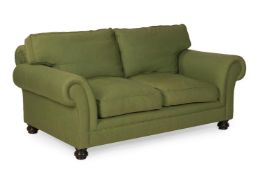 GEORGE SMITH, A GREEN UPHOLSTERED TWO SEATER SOFA, 20TH CENTURY