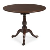 A GEORGE III CIRCULAR MAHOGANY BIRDCAGE SNAP TOP SUPPER TABLE, CIRCA 1760