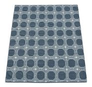 A CONTEMPORARY SWEDISH DESIGN IVORY AND GREY BLUE FLATWEAVE CARPET, MODERN