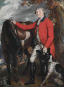 DANIEL GARDNER (BRITISH 1750-1805), PORTRAIT OF A GENTLEMAN BESIDE A SADDLED BAY HUNTER