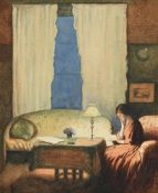 λ DOUGLAS ION SMART (BRITISH 1879-1970), AFTER GEORGE CLAUSEN, A TWILIGHT INTERIOR