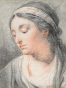 ATTRIBUTED TO MARIE LECZINSKA, QUEEN OF FRANCE (POLISH 1703-1768), HEAD STUDY OF A YOUNG WOMAN