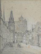 ATTRIBUTED TO JOHN RUSKIN (BRITISH 1919-1900), A FRENCH STREET SCENE
