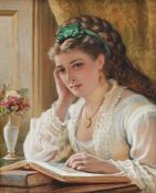 WILLIAM LUCAS (BRITISH 1840-1895), PORTRAIT OF A LADY WITH A BOOK