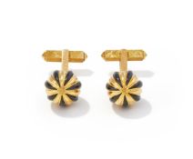 CARTIER, A PAIR OF ENAMEL CUFFLINKS