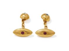 A PAIR OF RUBY AND DIAMOND CUFFLINKS