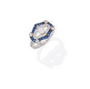 A SAPPHIRE AND DIAMOND DRESS RING