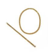 FULKRO, A FANCY LINK NECKLACE AND BRACELET SET