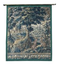A FLEMISH AESOP'S FABLE VERDURE TAPESTRY FRAGMENT, LATE 17TH OR EARLY 18TH CENTURY