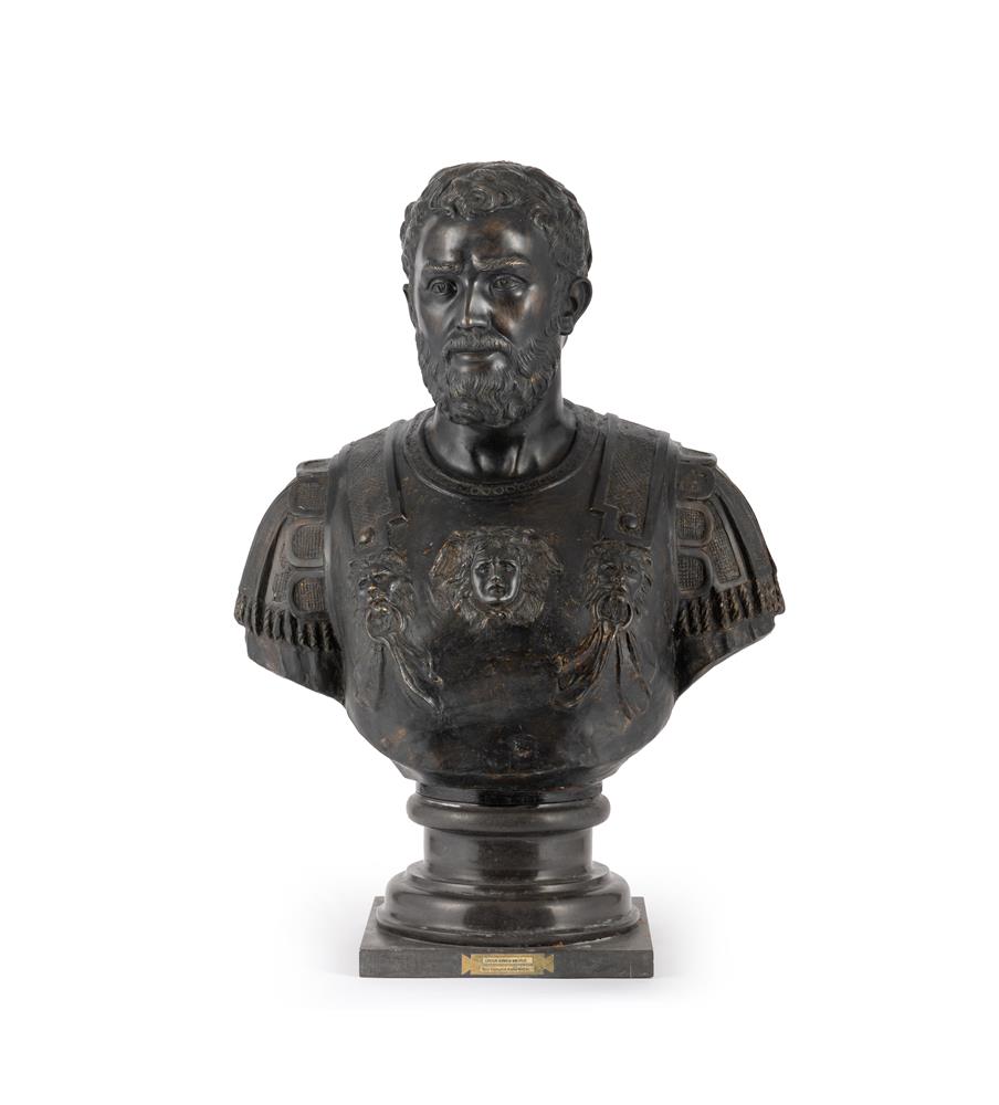 AFTER THE ANTIQUE, A LARGE BRONZE BUST OF SEPTIMUS SEVERUS, LATE 20TH CENTURY