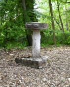 A PURBECK STONE BIRD BATH, 19TH CENTURY