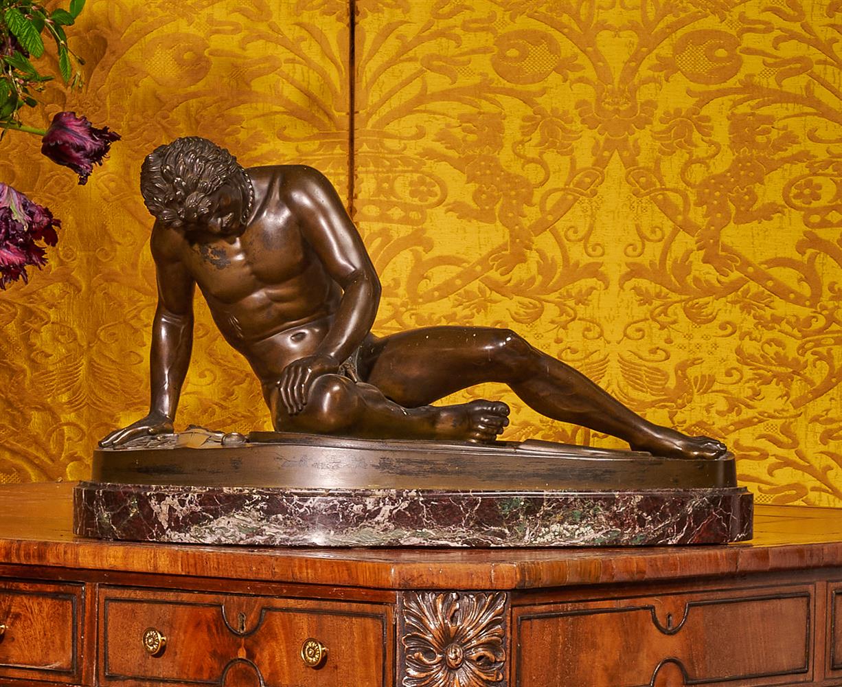 AFTER THE ANTIQUE, A LARGE BRONZE FIGURE OF THE DYING GAUL,19TH CENTURY
