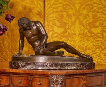 AFTER THE ANTIQUE, A LARGE BRONZE FIGURE OF THE DYING GAUL,19TH CENTURY