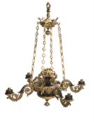 A WILLIAM IV GILT AND PATINATED FOUR LIGHT COLZA STYLE CHANDELIER, CIRCA 1835