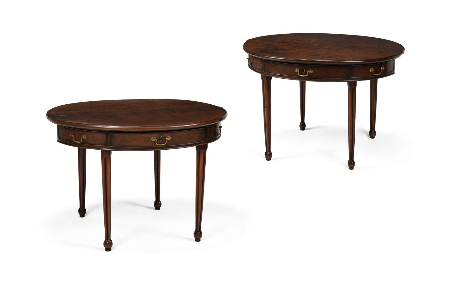 AN UNUSUAL PAIR OF GEORGE III 'FUSTIC' MAHOGANY FOLDING TEA TABLES, CIRCA 1790