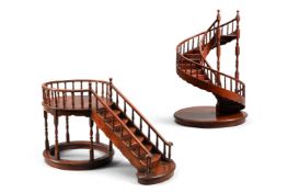 TWO MINIATURE ARCHITECTURAL STAIRCASE MODELS, IN THE MANNER OF MAITLAND SMITH, CONTEMPORARY