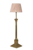 A LARGE EMPIRE TELESCOPIC BRASS STANDARD LAMP, 19TH CENTURY