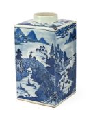 A LARGE CHINESE BLUE AND WHITE PORCELAIN TEA CANISTER, EARLY 19TH CENTURY