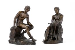 AFTER THE ANTIQUE, A PAIR OF ITALIAN BRONZE FIGURES OF THE SEATED MERCURY AND THE LUDOVISI ARES