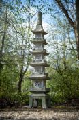 A LARGE JAPANESE CARVED GRANITE GARDEN PAGODA LANTERN, LATE 19TH OR EARLY 20TH CENTURY